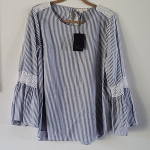 Jane & Delancey striped blouse with lace